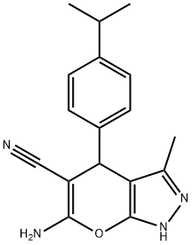 6-amino-4-(4-isopropylphenyl)-3-methyl-1,4-dihydropyrano[2,3-c]pyrazole-5-carbonitrile,326915-75-7,结构式