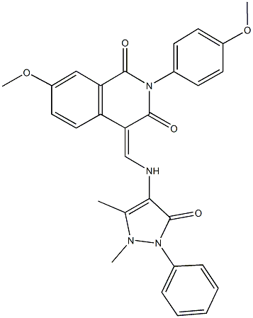 326918-22-3 4-{[(1,5-dimethyl-3-oxo-2-phenyl-2,3-dihydro-1H-pyrazol-4-yl)amino]methylene}-7-methoxy-2-(4-methoxyphenyl)-1,3(2H,4H)-isoquinolinedione