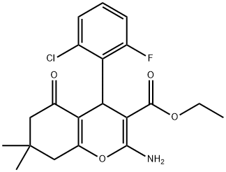 ethyl 2-amino-4-(2-chloro-6-fluorophenyl)-7,7-dimethyl-5-oxo-5,6,7,8-tetrahydro-4H-chromene-3-carboxylate Structure