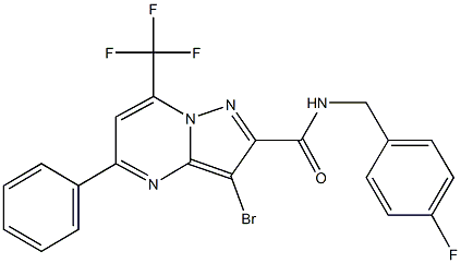 3-bromo-N-[(4-fluorophenyl)methyl]-5-phenyl-7-(trifluoromethyl)pyrazolo[1,5-a]pyrimidine-2-carboxamide Structure