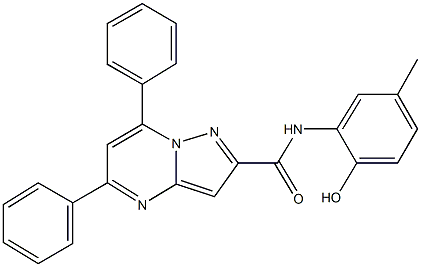 N-(2-hydroxy-5-methylphenyl)-5,7-diphenylpyrazolo[1,5-a]pyrimidine-2-carboxamide 结构式