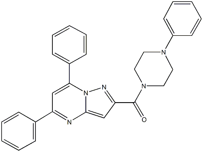 5,7-diphenyl-2-[(4-phenyl-1-piperazinyl)carbonyl]pyrazolo[1,5-a]pyrimidine,326923-06-2,结构式