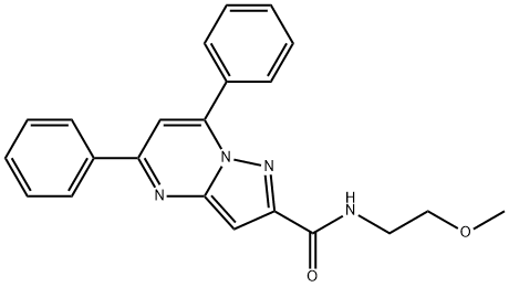 N-(2-methoxyethyl)-5,7-diphenylpyrazolo[1,5-a]pyrimidine-2-carboxamide 结构式