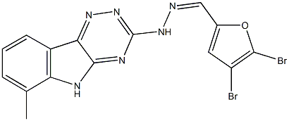 4,5-dibromo-2-furaldehyde (6-methyl-5H-[1,2,4]triazino[5,6-b]indol-3-yl)hydrazone 结构式