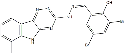 3,5-dibromo-2-hydroxybenzaldehyde (6-methyl-5H-[1,2,4]triazino[5,6-b]indol-3-yl)hydrazone 结构式