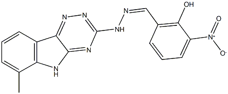 2-hydroxy-3-nitrobenzaldehyde (6-methyl-5H-[1,2,4]triazino[5,6-b]indol-3-yl)hydrazone Structure