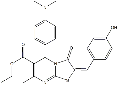 ethyl 5-[4-(dimethylamino)phenyl]-2-(4-hydroxybenzylidene)-7-methyl-3-oxo-2,3-dihydro-5H-[1,3]thiazolo[3,2-a]pyrimidine-6-carboxylate Structure