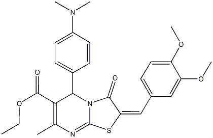 ethyl 2-(3,4-dimethoxybenzylidene)-5-[4-(dimethylamino)phenyl]-7-methyl-3-oxo-2,3-dihydro-5H-[1,3]thiazolo[3,2-a]pyrimidine-6-carboxylate Struktur