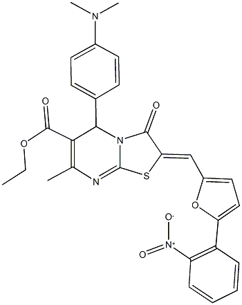 327032-73-5 ethyl 5-[4-(dimethylamino)phenyl]-2-[(5-{2-nitrophenyl}-2-furyl)methylene]-7-methyl-3-oxo-2,3-dihydro-5H-[1,3]thiazolo[3,2-a]pyrimidine-6-carboxylate