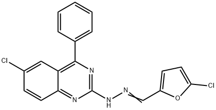 5-chloro-2-furaldehyde (6-chloro-4-phenyl-2-quinazolinyl)hydrazone 化学構造式