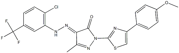 327041-96-3 1-[4-(4-methoxyphenyl)-1,3-thiazol-2-yl]-3-methyl-1H-pyrazole-4,5-dione 4-{[2-chloro-5-(trifluoromethyl)phenyl]hydrazone}