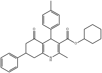 cyclohexyl 2-methyl-4-(4-methylphenyl)-5-oxo-7-phenyl-1,4,5,6,7,8-hexahydroquinoline-3-carboxylate 结构式