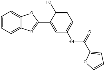 N-[3-(1,3-benzoxazol-2-yl)-4-hydroxyphenyl]-2-furamide 化学構造式