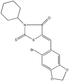 5-[(6-bromo-1,3-benzodioxol-5-yl)methylene]-3-cyclohexyl-2-thioxo-1,3-thiazolidin-4-one Structure