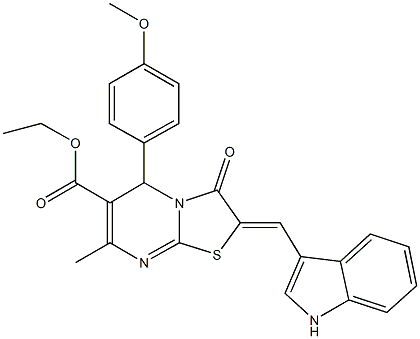 ethyl 2-(1H-indol-3-ylmethylene)-5-(4-methoxyphenyl)-7-methyl-3-oxo-2,3-dihydro-5H-[1,3]thiazolo[3,2-a]pyrimidine-6-carboxylate Structure
