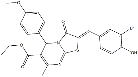 ethyl 2-(3-bromo-4-hydroxybenzylidene)-5-(4-methoxyphenyl)-7-methyl-3-oxo-2,3-dihydro-5H-[1,3]thiazolo[3,2-a]pyrimidine-6-carboxylate Structure