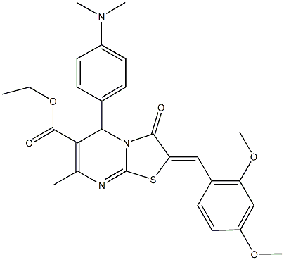 327055-88-9 ethyl 2-(2,4-dimethoxybenzylidene)-5-[4-(dimethylamino)phenyl]-7-methyl-3-oxo-2,3-dihydro-5H-[1,3]thiazolo[3,2-a]pyrimidine-6-carboxylate