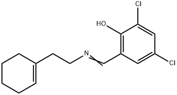 2,4-dichloro-6-({[2-(1-cyclohexen-1-yl)ethyl]imino}methyl)phenol Structure