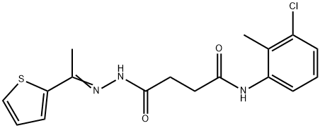 N-(3-chloro-2-methylphenyl)-4-oxo-4-{2-[1-(2-thienyl)ethylidene]hydrazino}butanamide Struktur