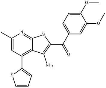 [3-amino-6-methyl-4-(2-thienyl)thieno[2,3-b]pyridin-2-yl](3,4-dimethoxyphenyl)methanone Structure