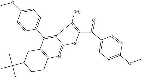 [3-amino-6-(tert-butyl)-4-(4-methoxyphenyl)-5,6,7,8-tetrahydrothieno[2,3-b]quinolin-2-yl](4-methoxyphenyl)methanone,327067-34-5,结构式