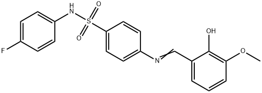 N-(4-fluorophenyl)-4-[(2-hydroxy-3-methoxybenzylidene)amino]benzenesulfonamide Struktur