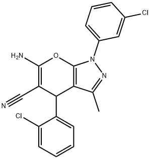 6-amino-4-(2-chlorophenyl)-1-(3-chlorophenyl)-3-methyl-1,4-dihydropyrano[2,3-c]pyrazole-5-carbonitrile|