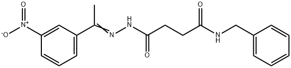 N-benzyl-4-[2-(1-{3-nitrophenyl}ethylidene)hydrazino]-4-oxobutanamide Structure