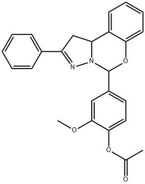 2-methoxy-4-(2-phenyl-1,10b-dihydropyrazolo[1,5-c][1,3]benzoxazin-5-yl)phenyl acetate Structure