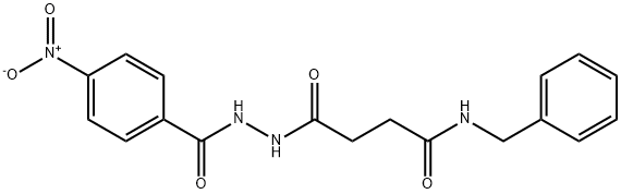 N-benzyl-4-(2-{4-nitrobenzoyl}hydrazino)-4-oxobutanamide 化学構造式