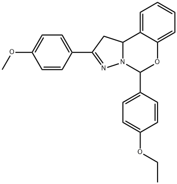 5-(4-ethoxyphenyl)-2-(4-methoxyphenyl)-1,10b-dihydropyrazolo[1,5-c][1,3]benzoxazine Struktur