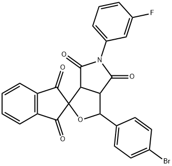 5-(3-fluorophenyl)-3-(4-bromophenyl)-1',3',4,6-tetraoxohexahydrospiro(1H-furo[3,4-c]pyrrole-1,2'-indane) Structure