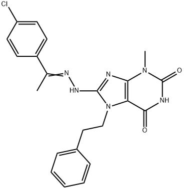 8-{2-[1-(4-chlorophenyl)ethylidene]hydrazino}-3-methyl-7-(2-phenylethyl)-3,7-dihydro-1H-purine-2,6-dione Structure