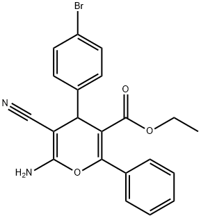 ethyl 6-amino-4-(4-bromophenyl)-5-cyano-2-phenyl-4H-pyran-3-carboxylate Structure