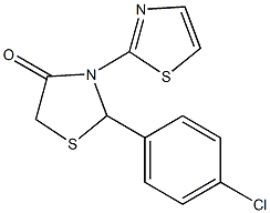 2-(4-chlorophenyl)-3-(1,3-thiazol-2-yl)-1,3-thiazolidin-4-one 化学構造式