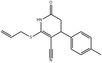 2-(allylsulfanyl)-4-(4-methylphenyl)-6-oxo-1,4,5,6-tetrahydro-3-pyridinecarbonitrile Struktur