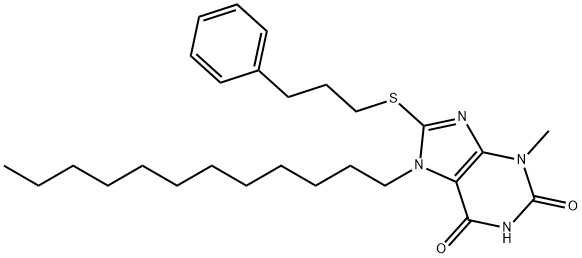 7-dodecyl-3-methyl-8-[(3-phenylpropyl)sulfanyl]-3,7-dihydro-1H-purine-2,6-dione Struktur