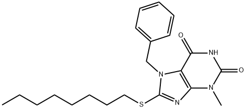 7-benzyl-3-methyl-8-(octylsulfanyl)-3,7-dihydro-1H-purine-2,6-dione Structure