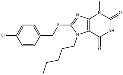 8-[(4-chlorobenzyl)sulfanyl]-3-methyl-7-pentyl-3,7-dihydro-1H-purine-2,6-dione Structure