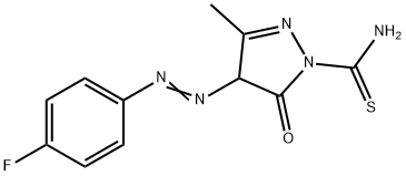 4-[(4-fluorophenyl)diazenyl]-3-methyl-5-oxo-4,5-dihydro-1H-pyrazole-1-carbothioamide 化学構造式