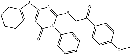 2-{[2-(4-methoxyphenyl)-2-oxoethyl]sulfanyl}-3-phenyl-5,6,7,8-tetrahydro[1]benzothieno[2,3-d]pyrimidin-4(3H)-one 化学構造式