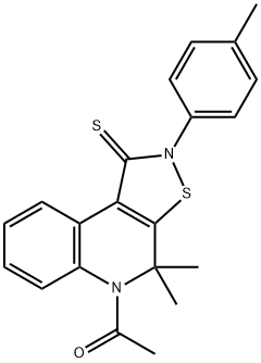 5-acetyl-4,4-dimethyl-2-(4-methylphenyl)-4,5-dihydroisothiazolo[5,4-c]quinoline-1(2H)-thione Struktur