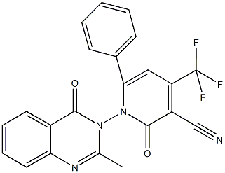 1-(2-methyl-4-oxo-3(4H)-quinazolinyl)-2-oxo-6-phenyl-4-(trifluoromethyl)-1,2-dihydro-3-pyridinecarbonitrile Structure