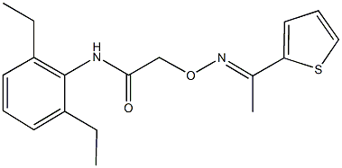 N-(2,6-diethylphenyl)-2-({[1-(2-thienyl)ethylidene]amino}oxy)acetamide 化学構造式