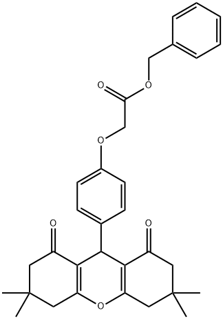 benzyl [4-(3,3,6,6-tetramethyl-1,8-dioxo-2,3,4,5,6,7,8,9-octahydro-1H-xanthen-9-yl)phenoxy]acetate Struktur