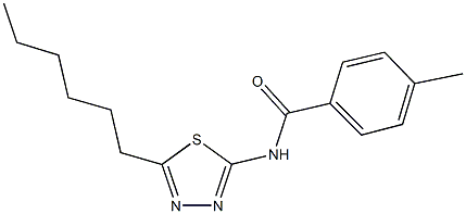 N-(5-hexyl-1,3,4-thiadiazol-2-yl)-4-methylbenzamide 结构式