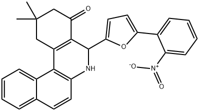 5-(5-{2-nitrophenyl}-2-furyl)-2,2-dimethyl-2,3,5,6-tetrahydrobenzo[a]phenanthridin-4(1H)-one 化学構造式