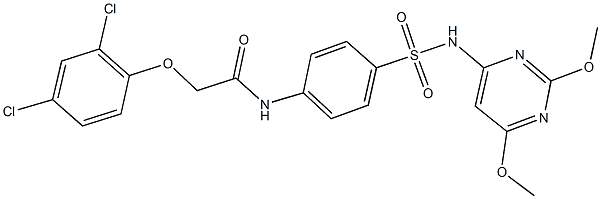 2-(2,4-dichlorophenoxy)-N-(4-{[(2,6-dimethoxy-4-pyrimidinyl)amino]sulfonyl}phenyl)acetamide Structure