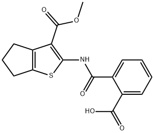 2-({[3-(methoxycarbonyl)-5,6-dihydro-4H-cyclopenta[b]thien-2-yl]amino}carbonyl)benzoic acid Structure