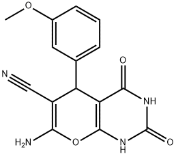 7-amino-5-(3-methoxyphenyl)-2,4-dioxo-1,3,4,5-tetrahydro-2H-pyrano[2,3-d]pyrimidine-6-carbonitrile,328025-41-8,结构式